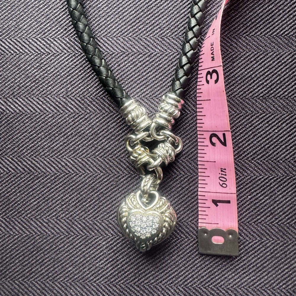 Judith Ripka vintage .925 Silver and Black Heart Pendant Necklace - Picture 6 of 6